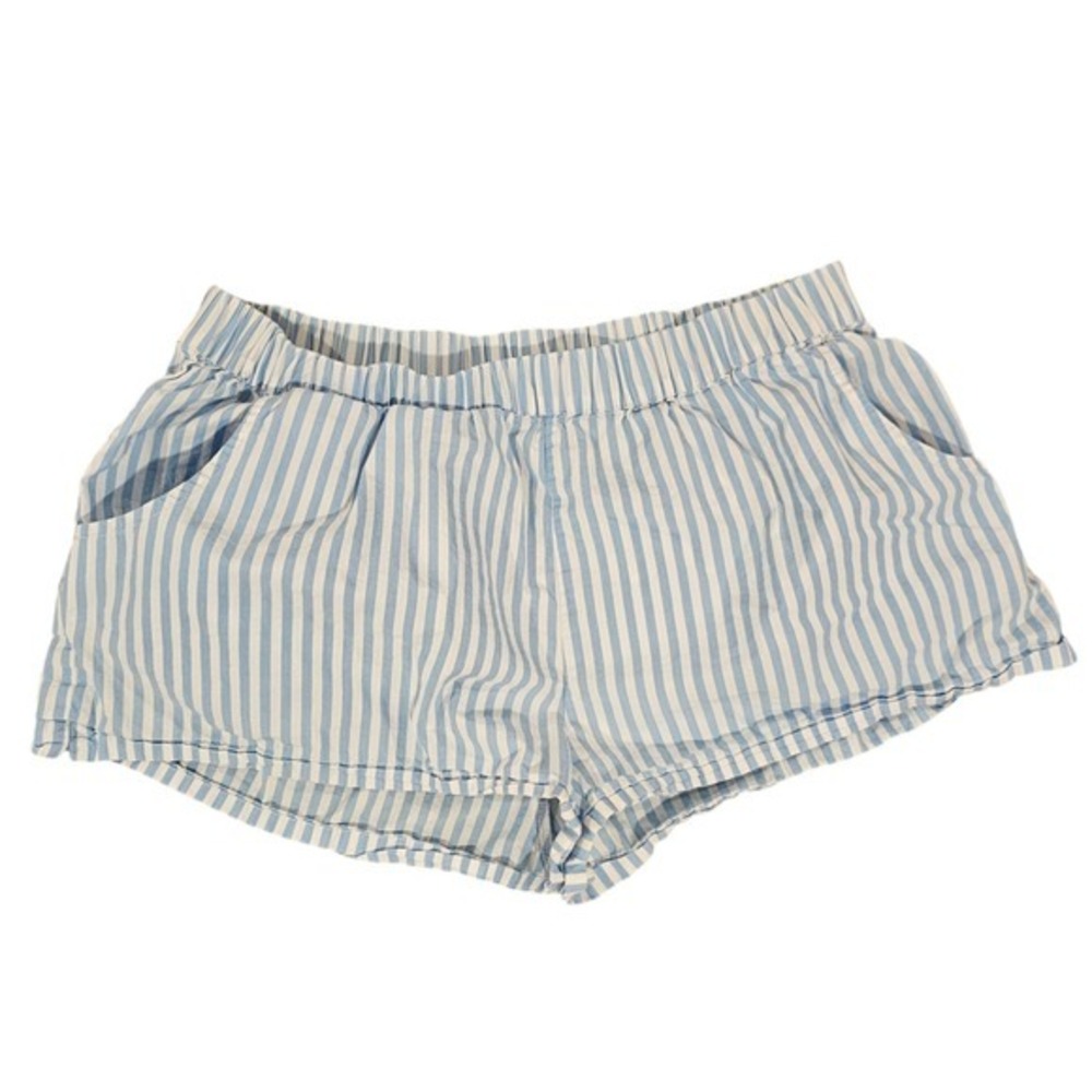 Blue and White Striped Women's Pajama Shorts